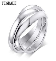 Anillos de clúster Tigrade Polised Multi-Layer Women Men Punk Ring Titanium Steel Bode Boded Body Band de boda Rolling Rolling Cocktail9950272