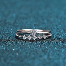 Cluster ringen kleine 3 mm ring set zilver 925 briljante gesneden diamanten test voorbij d kleur s ringen originele sieraden 220922