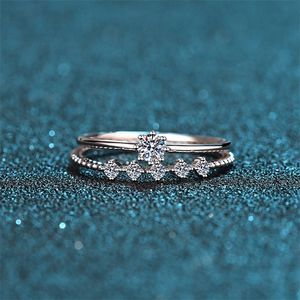Cluster ringen kleine 3 mm ring set zilver 925 briljante gesneden diamanten test voorbij d kleur s ringen originele sieraden 220922