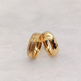 Clusterringen Titanium Staal Voor Dames Dames Sieraden Cz Diamant 24K Verguld Bruiloft Vrouwelijke Glanzende Ruit Wolfraam