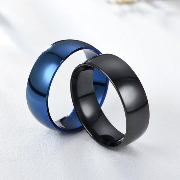 Anillos de racimo Acero titanio Pulido Arco interior y exterior 6 mm de ancho Anillo masculino o femenino Boda