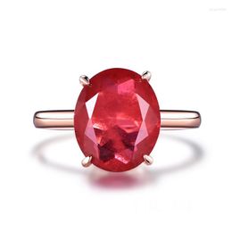 Bagues en grappe TKJ charme forme ovale chance pierre précieuse rouge véritable rubis en argent Sterling 925 pour les femmes cadeaux d'amitié