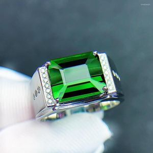Clusterringen TM512 Fijne sieraden 18k goud natuurlijke groene toermaline edelstenen 7.0ct diamanten mannelijke trouwman's