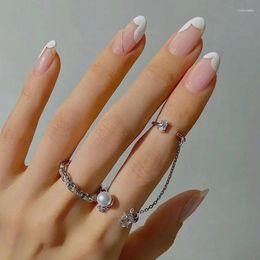 Cluster anneaux Todorova Diste de cocktail féminin anneau zircon liaison chaîne de chaîne à double doigt Joints réglables pour femmes bijoux