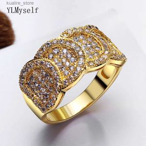 Anillos de racimo Top Gold Ring AAA Cubic Zirconia Joyas de cobre de lujo Accesorios de moda para mujeres L240402