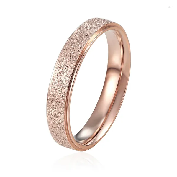 Anillos de racimo de calidad superior de 4 mm y 6 mm de ancho esmerilado anillo de mujer titanio acero rosa oro color joyería de lujo para hombres mujeres