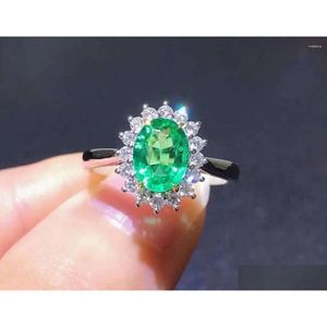Clusterringen Topkwaliteit Emerald Ring Natuurlijk en echt 925 Sterling Sier voor vrouwen Verlovingscadeau Drop Delivery Sieraden Otpt2