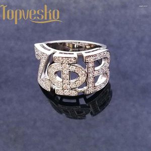 Anillos de racimo Topvekso Grecia Top Calidad Cubic Zirconia ZETA PHI BETA Plateado Plata Sororidad Letra griega Anillo de dedo Joyería