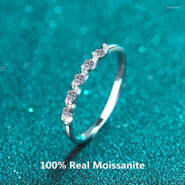 Bagues de grappe Total 0.5 Moissanite Ondulation de l'eau Bague en argent sterling Plaqué Platine Femmes Filles Diamant Haute Joaillerie