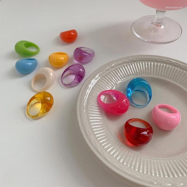 Anneaux de cluster acrylique transparent pour femmes filles bonbons couleur knuckle doigts résine tortue fête bijoux de mode cadeaux en gros