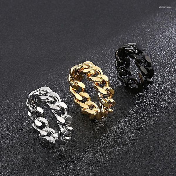 Anillos de racimo Tendencia Anillo de cadena de viento simple Hip Hop Personalidad Titanio Acero Marea Hombres y mujeres Joyería de mano Punta del dedo