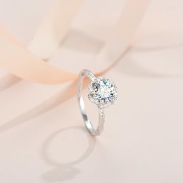 Cluster Ringen Trendy 1ct Real Moissanite Diamond Flower Ring Voor Vrouwen 925 Sterling Zilver Lab Wedding Twist 6 Prong
