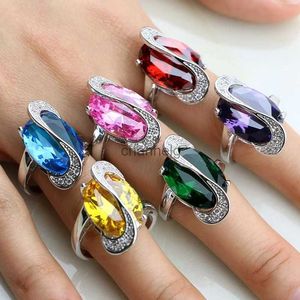 Cluster Ringen Trendy 925 Sterling Zilveren Sieraden 11 Multi-color Zirconia Ringen Voor Vrouwen Ringen Maat 6 7 8 9 10 YQ240109