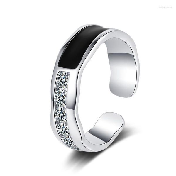 Bagues de cluster Trendy 925 Bague en argent sterling pour femmes Bijoux exquis Zircon Black Lady Cool Index Finger Accessoires