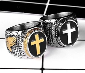 Cluster Rings Trendy Charm Prayer Cross For Men Classic Fashion Amulet JewelryCluster