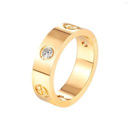 Cluster Ringen Trendy Cross CZ Crystal Rvs Goud Kleur Liefde Ring Voor Vrouwen Mannen Paar Bruiloft Sieraden