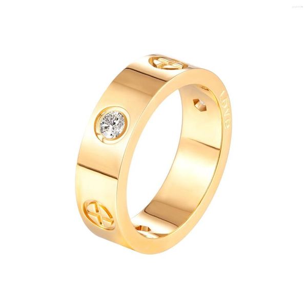 Bagues de grappe à la mode croix CZ cristal acier inoxydable couleur or bague d'amour pour femmes hommes Couple bijoux de mariage