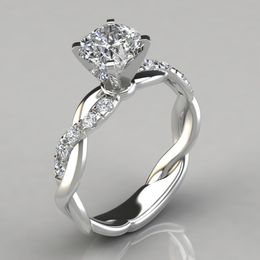 Anneaux de cluster À la mode cristal griffes de fiançailles conception anneaux pour femmes AAA blanc Zircon cubique anneaux élégants femme bijoux de mariage cadeaux 230424