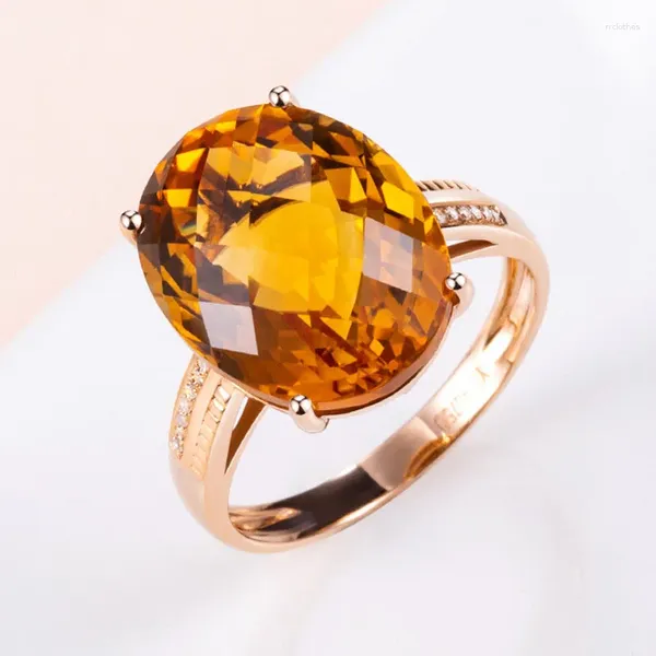 Bagues de cluster à la mode cristal rose or couleur jaune ovale classique bague de mariage bijoux en gros pour les femmes cadeau féminin goutte