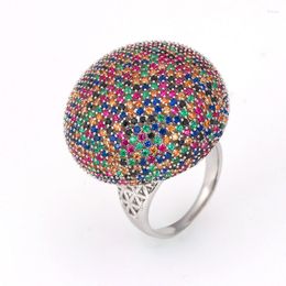 Cluster anneaux à la mode boule Disco grande bague de déclaration audacieuse pour les femmes cubique Zircon doigt perles charme bohème plage bijoux