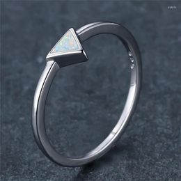 Anillos de racimo de moda oro plata color anillo de boda blanco azul ópalo compromiso delgado minimalista triángulo pequeña piedra para mujeres part341h