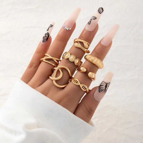 Anillos de racimo Manos de moda que abrazan a la mariposa serpiente Dragonfly Crown Moon Ring Ring Mujeres Joyas de regalo de cumpleaños personalizadas de lujo