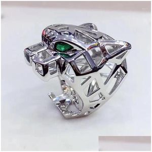 Clusterringen Trendy Holle Luipaard Dierenvingerring Groene Ogen Panterkoppen Voor Mannen Vrouwen Partij Sieraden1 Drop Levering Sieraden Ri Dhkvf