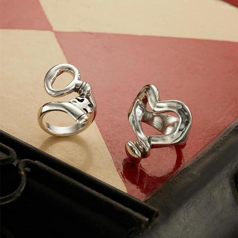 Cluster Ringen Trendy Minimalistische Zilveren Kleur Voor Vrouwen Mannen Mode Creatieve Holle Onregelmatige Geometrische Verjaardagsfeestje Sieraden Geschenken