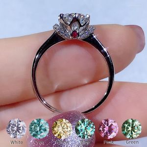 Cluster Ringen Trendy Moissanite 6.5MM 1 Voor Vrouwen Vriendin Vrijage Cadeau 925 Zilveren Diamant Niet Verstelbaar