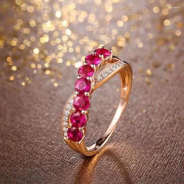 Bagues de cluster Trendy Natural Myanmar Ruby Bague de fiançailles Femmes 925 Sterling Silver Gemstone Réglable Mariage Fine Bijoux