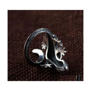 Cluster anneaux à la mode personnalisés personnalisés ajusté vintage lizard anneau homme mignon gecko caméléon anole femmes bijoux animaux cadeau dhxga