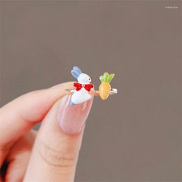 Cluster anneaux à la mode rose oreille anneau pour les femmes coréen mignon creux ouverture réglable métal Simple bijoux cadeau en gros