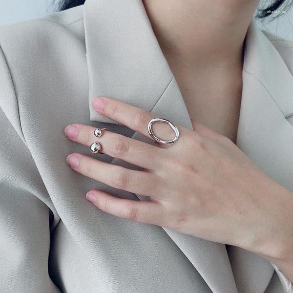 Cluster anneaux tendance réelle 925 BOULEUR Double argent sterling pour femmes petits accessoires de doigt de la mode