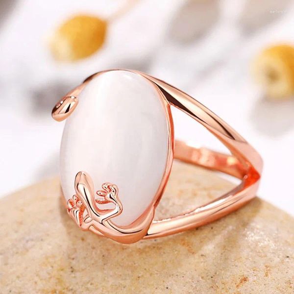 Anillos de racimo Anillo de moda Color oro rosa Opal Vintage Lagarto Animal Hipérbole Joyería al por mayor para mujeres Niñas Madres