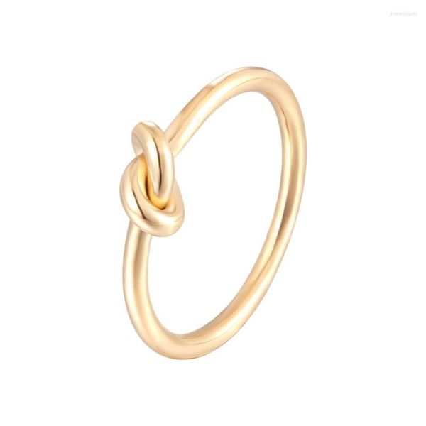 Anillos de racimo, brazalete de nudo Circular redondo de moda para mujer, elegante anillo Vintage de acero inoxidable de Color dorado, regalo de joyas de fiesta al por mayor