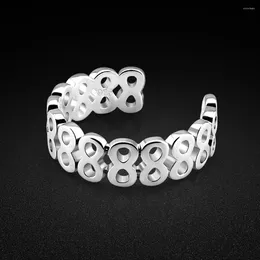 Anneaux de cluster Trendy Brillant Bague Minimaliste Rétro 925 Sterling Silver Numéro 8 Ouverture réglable pour les femmes Party Bijoux Cadeau d'anniversaire