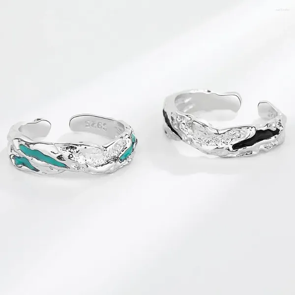 Cluster anneaux à la mode argent design unique de la conception verte noire strip pour femmes filles hommes couples bijoux rivaliser d'anniversaire d'anniversaire cadeau
