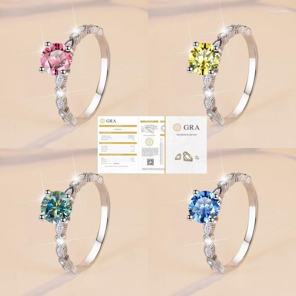 Cluster Rings True 1ct Mosanite Pink Ring Sterling Silver 925 Excellent Round Cut Through Test Diamond Jewelry Gift Wedding