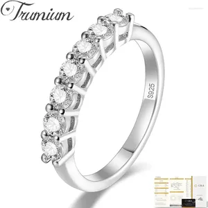 Bagues de cluster Trumium 0.7CT 3mm D Couleur Moissanite pour femmes S925 Argent Correspondant Mariage Diamants Bande Empilable Bague Fine Bijoux Cadeau