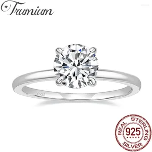 Bagues de cluster Trumium 1.5CT 925 Sterling Silver Engagement Round Cut Zircone CZ Bandes de promesse de mariage pour les femmes