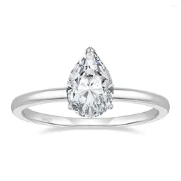 Cluster anneaux Trumium 2CT 925 Engagement en argent sterling poire de mariage CZ Promesses Bandes de larme pour les femmes taille 3-11