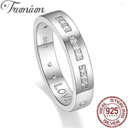 Bagues de cluster Trumium 5mm S925 Sterling Silver Engagement All Round Zircon CZ Promesse de mariage Superbes bandes pour femmes hommes