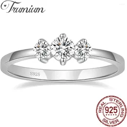 Cluster Ringen Trumium Echt 925 Sterling Zilver Stapelbaar Voor Vrouwen Fonkelende Zirkoon 3 Stuks Steen Bruiloft Verklaring Bruid Sieraden