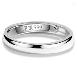Cluster Ringen Trumium Echt 999 Puur Zilveren Sieraden Eenvoudige Verstelbare Voor Vrouwen Mannen Ring Mode Heldere Paar Minnaar Geschenken