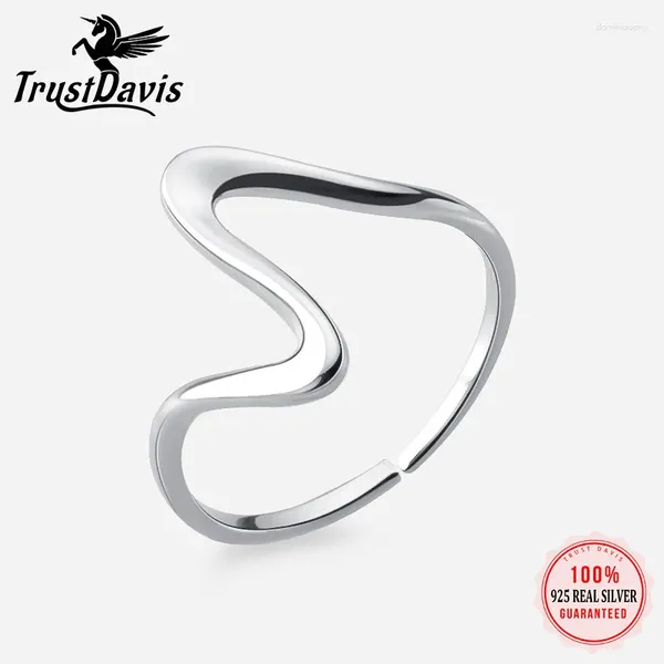 Anillos de racimo Trustdavis 925 Sterling Silver Fashion Snake S Wave Cóctel Anillo de apertura para mujeres Regalo de joyería DA343