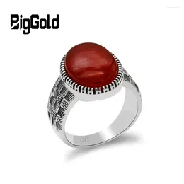 Cluster Ringen Turkije Sieraden 925 Sterling Zilver Grote Natuurlijke Rode Onyx Stenen Ring Voor Mannen Thaise Stijl Vinger Mannelijke Vrouwen