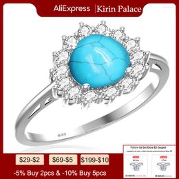 Cluster ringen turquoise natuurlijke sri lanka sapphire s925 sterling zilveren ring geboortesteen verloving ontwerp dames blauwe edelsteen sieraden