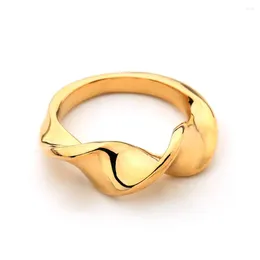 Cluster Anneaux Twisted Curve Ring Gold Color Finger pour les femmes Bijoux de la mode Cadeaux Anillos Bague Femme Homme Ringen.