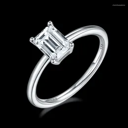 Anillos de racimo UMCHO clásico Rectangular 925 plata esterlina con incrustaciones 1.0CT Moissanite señoras anillo aniversario fiesta boda joyería Premium