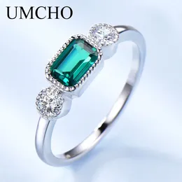 Clusterringen Umcho Nano Russische Emerald Real 925 Sterling Silver For Women May Birthstone Vintage Ring Brand Fine Jewelry